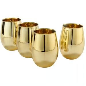 Gold Plated Stemless Wine Glasses - Set of 4